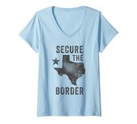 Mujer State of Texas Graphic - Secure The Border USA Camiseta Cuello V