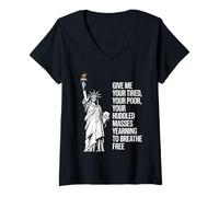 Mujer Statue Of Liberty Give Me Your Tired Your Poor Labor Day Camiseta Cuello V