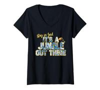 Mujer Stay in Bed, It's a Jungle out There - Divertido gráfico de la Selva Camiseta Cuello V