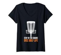 Mujer Stay In The Chains Disc Golf Life Deportes al Aire Libre Camiseta Cuello V