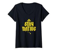 Mujer Stay Native, Islander, Tatuaje polinesio, Pinoy, Isla Born Camiseta Cuello V