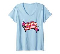 Mujer Stay Sane Inside Insanity Columbia Cita Halloween Camiseta Cuello V
