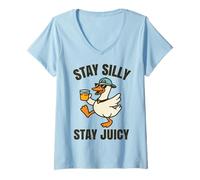 Mujer Stay Silly Stay Juicy Funny Silly Goose Lemon Stand Limonada Camiseta Cuello V