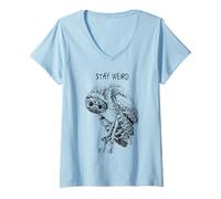 Mujer Stay Weird Owl: Divertido Diseño de Pájaro Búho con Aspecto Camiseta Cuello V