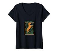 Mujer Stay Wild Wild Caballos Naturaleza Retro Western Espíritu libre Sal Camiseta Cuello V