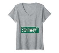 Mujer Steinway St Astoria Queens Street Sign Regalo para hombres, mujeres y niños Camiseta Cuello V