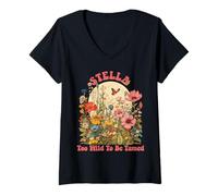 Mujer Stella Name Cute Retro Girls Wildflower Stella Name Camiseta Cuello V