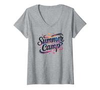 Mujer Stem Summer Camp Escuadrón Escolar Personal Enfermera Camping Profesor Camiseta Cuello V