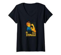 Mujer Steminist Rosie The Riveter Retro Feminista Camiseta Cuello V