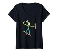 Mujer Stickman Caminando con Cuerda Floja Camiseta Cuello V