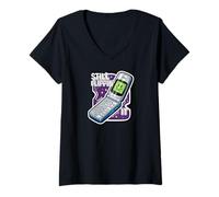 Mujer Still Flippin' It Retro Flip Phone 90s Y2K Nostalgia Camiseta Cuello V