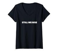 Mujer Still We Rise Motivational Inspirational Quote Camiseta Cuello V