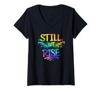 Mujer Still We Rise Motivational Inspirational Quote Camiseta Cuello V