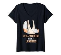 Mujer Still Working On My Landings Camiseta Cuello V