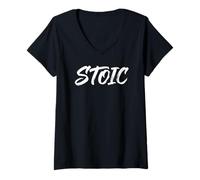 Mujer Stoic Minimalista Moderna Filosofía Bold Gráfico Tipográfico Camiseta Cuello V