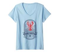 Mujer Stonington Maine Langosta Vintage Camiseta Cuello V