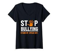Mujer Stop Bullying Stand Up Speak out, Maestra del Día de la Unidad de Orange Camiseta Cuello V