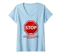 Mujer Stop - No Man Comes To The Father John 14:6 Warning Sign Camiseta Cuello V