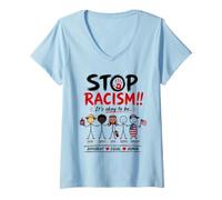 Mujer Stop Racism It's Okay to Be Asian Black Arab Normal American Camiseta Cuello V