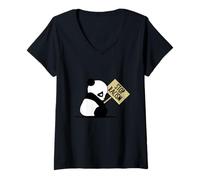 Mujer Stop Racism Panda - Contra el Racismo - Antiracismo Panda Camiseta Cuello V
