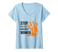Mujer Stop Violence Against - Camiseta para Mujer Camiseta Cuello V