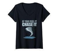 Mujer Storm Chasing Tornado Chaser Si Lo Siente Perseguirlo Camiseta Cuello V
