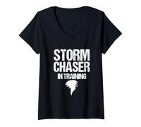 Mujer Storm Hunter Tormenta Tormenta Skywarn Tornado Regalo Camiseta Cuello V