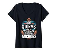 Mujer Storms Reveal The Strength of Our Anchors - Camiseta Cuello V