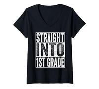Mujer Straight Into 1st Grade Shirt Back to School First Grade Camiseta Cuello V