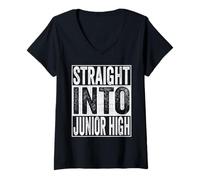 Mujer Straight Into Junior High Shirt Back to School Junior High Camiseta Cuello V