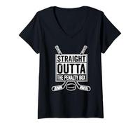 Mujer Straight Outa Penalty Box - MaskStick de Hockey sobre Hielo Camiseta Cuello V