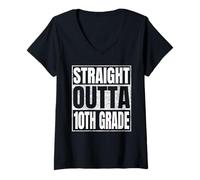 Mujer Straight Outta 10th Grade Graduate Class Of 2025 Tenth Grade Camiseta Cuello V