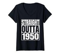 Mujer Straight Outta 1950 Vintage Year Classic Birth of Birthday Camiseta Cuello V