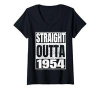 Mujer Straight Outta 1954 Classic Year Birth of Birthday Vintage Camiseta Cuello V