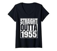 Mujer Straight Outta 1955 Vintage Year Classic Birth of Birthday Camiseta Cuello V