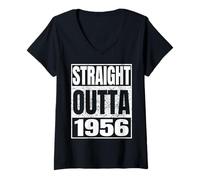 Mujer Straight Outta 1956 Classic Year Birth of Birthday Vintage Camiseta Cuello V
