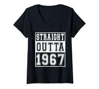Mujer Straight Outta 1967 Classic Birth of Birthday Year Vintage Camiseta Cuello V