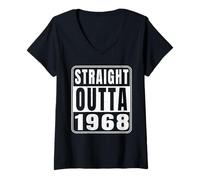 Mujer Straight Outta 1968 Classic 1968 Vintage Birth of Birthday Camiseta Cuello V