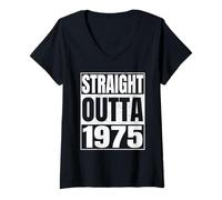 Mujer Straight Outta 1975 50th Birthday Gifts 50 Years Old Vintage Camiseta Cuello V