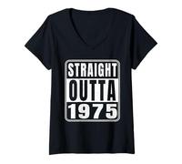 Mujer Straight Outta 1975 Classic 1975 Vintage Birth of Birthday Camiseta Cuello V