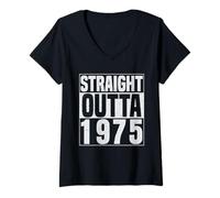 Mujer Straight Outta 1975 Classic Years Vintage Birth of Birthday Camiseta Cuello V