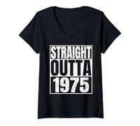 Mujer Straight Outta 1975 Vintage Year Classic Birth of Birthday Camiseta Cuello V