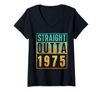 Mujer Straight Outta 1975 Vintage Years Birth of Birthday Classic Camiseta Cuello V
