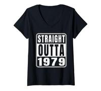 Mujer Straight Outta 1979 Classic 1979 Vintage Birth of Birthday Camiseta Cuello V