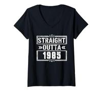 Mujer Straight Outta 1985 Birth of Birthday Born in 1985 Vintage Camiseta Cuello V