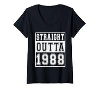Mujer Straight Outta 1988 Classic Birth of Birthday Year Vintage Camiseta Cuello V