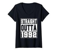 Mujer Straight Outta 1992 Vintage 1992 Years Old Birth of Birthday Camiseta Cuello V