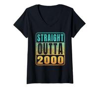 Mujer Straight Outta 2000 Classic Birth of Birthday Years Retro Camiseta Cuello V