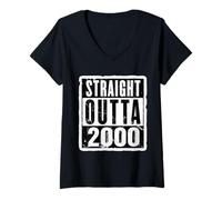 Mujer Straight Outta 2000 Cumpleaños para mujer y hombre, divertido Camiseta Cuello V