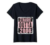 Mujer Straight Outta 2000 Cumpleaños para mujeres y niñas, divertido Camiseta Cuello V